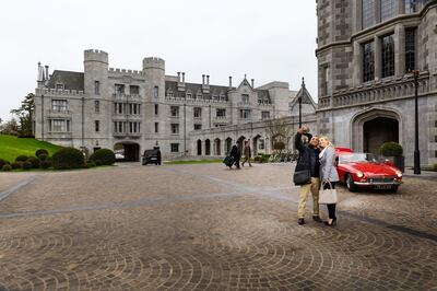 Arriving & taking photos outside Adare Manor, Limerick