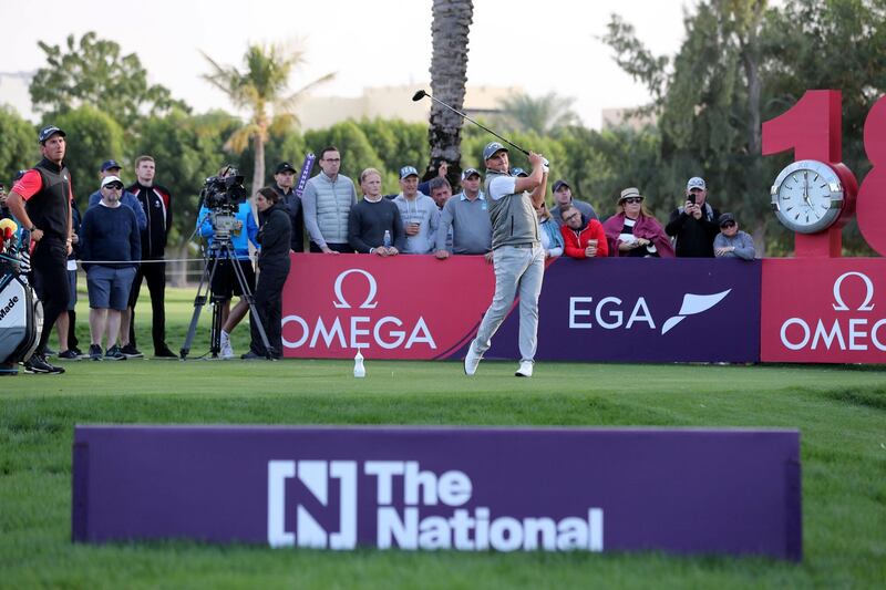 Dubai, United Arab Emirates - Reporter: Paul Radley and John McAuley: Christiaan Bezuidenhout tees off during the playoff on the 18th hole on the 4th and final day of the Omega Dubai Desert Classic. Sunday, January 26th, 2020. Emirates Golf Club, Dubai. Chris Whiteoak / The National