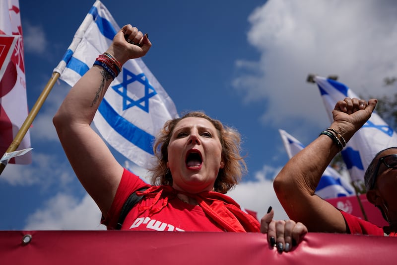 Demonstrators are demanding that the government ditches the judicial shake-up after protests overnight in which about 600,000 people took to the streets of Israel. AP
