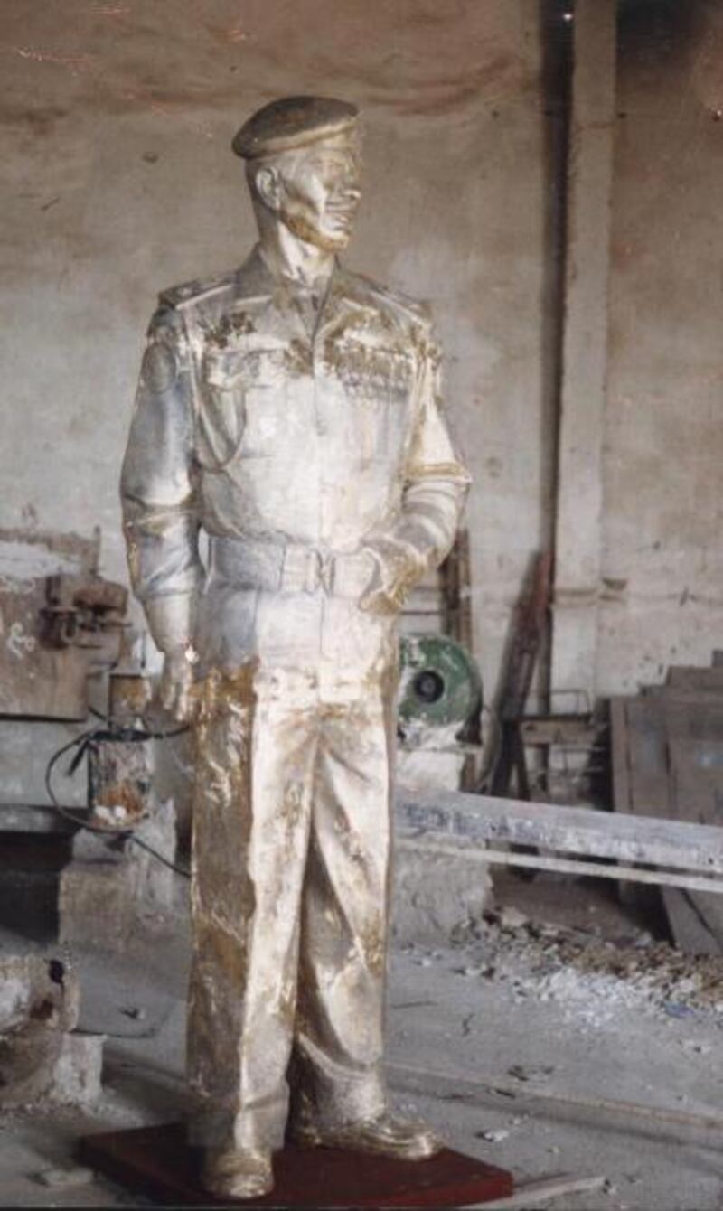 Statue for a Martyr at Natiq al Alousiâ€™s workshop in Baghdad in 2000.  Courtesy Natiq Al Alousi