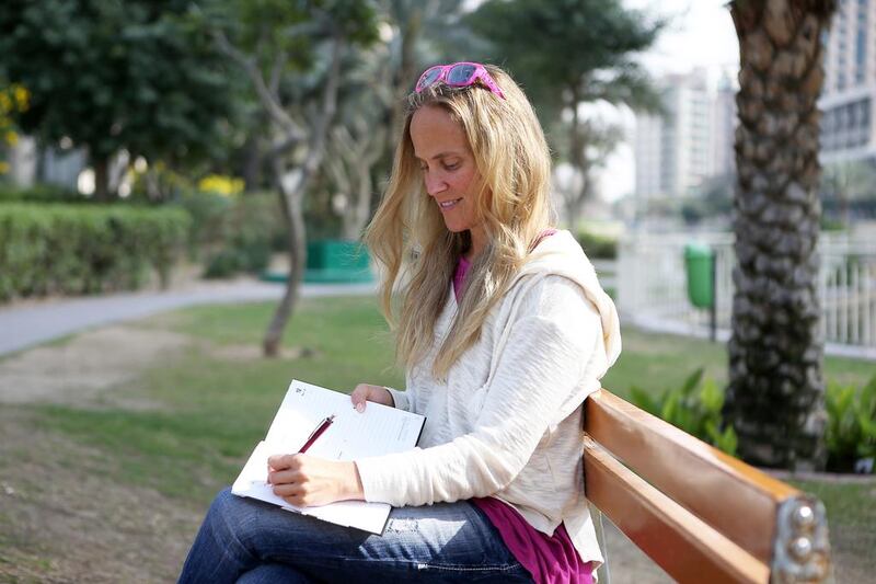 Dubai-based yoga teacher Liz Terry, who has been journalling since the age of 5, says that writing is a way of giving legitimacy to her thoughts and transforming them into actions. Pawan Singh / The National 