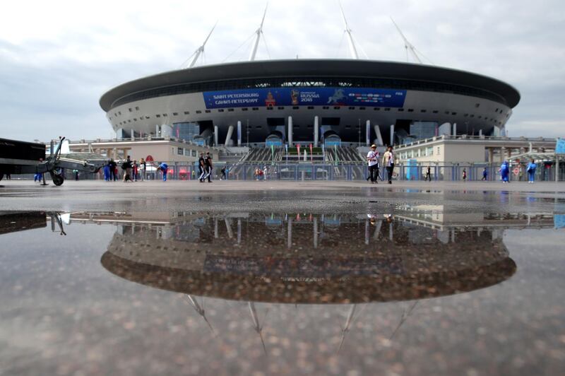 SAINT PETERSBURG, RUSSIA - JULY 03:  General view outside the stadium prior to the 2018 FIFA World Cup Russia Round of 16 match between Sweden and Switzerland at Saint Petersburg Stadium on July 3, 2018 in Saint Petersburg, Russia.  (Photo by Alexander Hassenstein/Getty Images)
