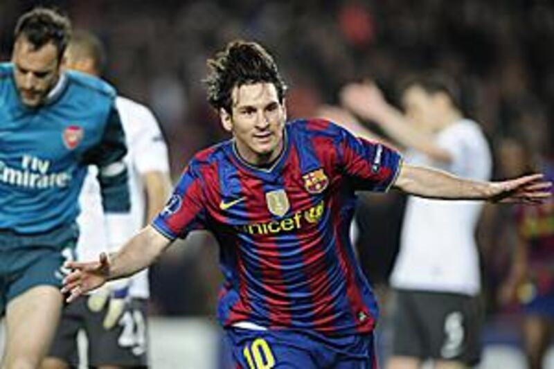 Lionel Messi was superb for Barcelona, scoring four times against Arsenal in their Champions League quarter-final second leg at Camp Nou.