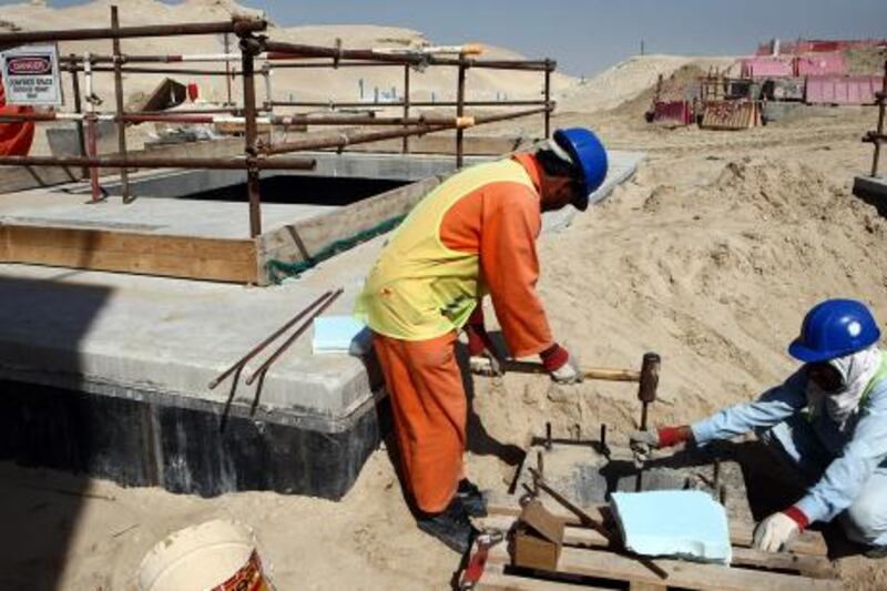 Abu Dhabi,  United Arab Emirates ---  January 30, 2011  ---  The Hayat Project in Al Wathba is progressing with their project, which is to plant a forest of local species irrigated by the recycled water from the sweage treatment plant. The site is still being prepared and the irrigation network is slated to begin in September while planting in planned for October. This photo: where the water starts.   ( DELORES JOHNSON / The National )