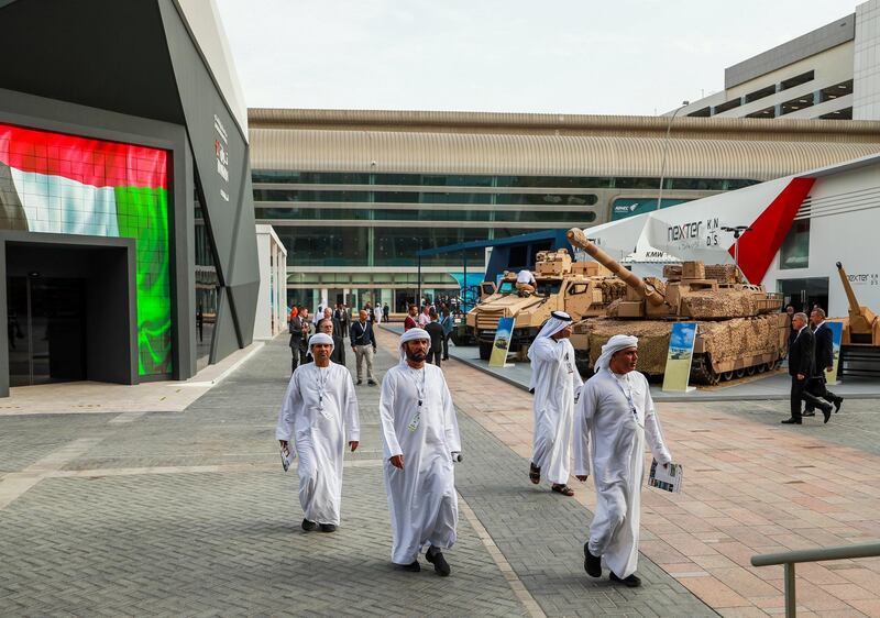 Abu Dhabi, U.A.E., February 17, 2019. INTERNATIONAL DEFENCE EXHIBITION AND CONFERENCE  2019 (IDEX) Day 1-- Incomming visitors at IDEX 2019.
Victor Besa/The National
Section:  NA
Reporter;