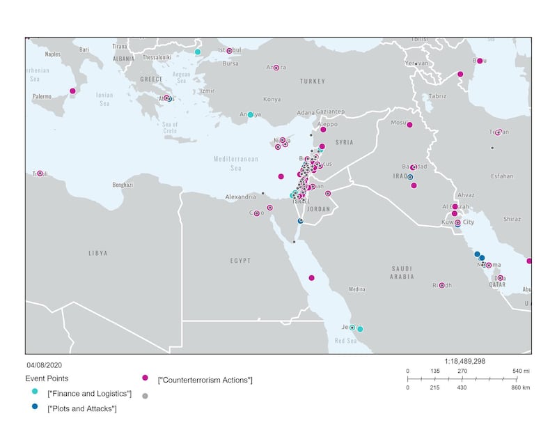 Maps showing Hezbollah activity