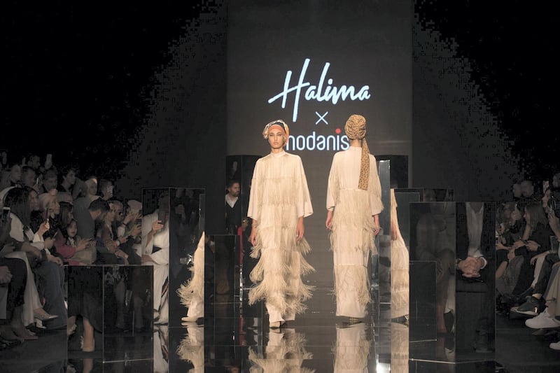 Hijabs by Halima Aden x Modanisa at Istanbul modest fashion week 