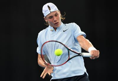 epa06413291 Denis Shapovalov of Canada in action against Kyle Edmund of Britain during their first round match at the Brisbane International Tennis tournament in Brisbane, Queensland, Australia, 02 January 2018.  EPA/DAVE HUNT EDITORIAL USE ONLY AUSTRALIA AND NEW ZEALAND OUT