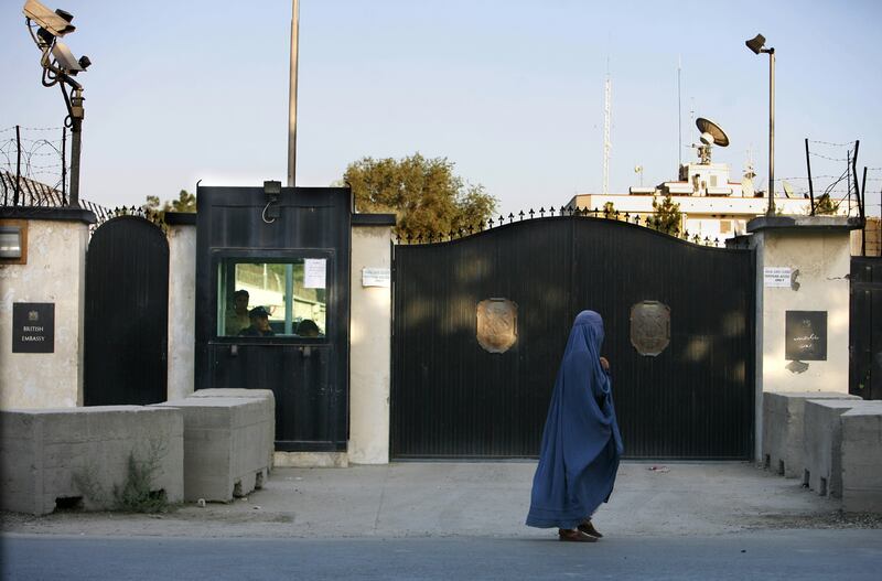 The British embassy in Kabul remains closed. Getty