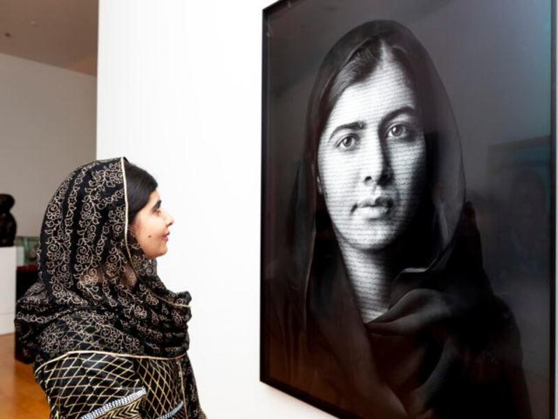 National Portrait Gallery unveils a portrait of Malala Yousafzai by Iranian-born artist and filmaker, Shirin Neshat, at the National Portrait Gallery on October 2, 2018, in London, England. Picture by Jorge Herrerera