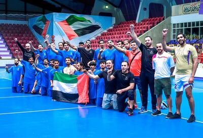 Abu Dhabi, United Arab Emirates, February 28, 2019.  -- Special Olympics training at Al Ain.  The UAE Volleyball Team.
Victor Besa/The National
Section:  NA
Reporter:  Shireena Al Nowais