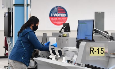 Ballots are counted at the tallying centre in Downey, California, on September 14. AFP