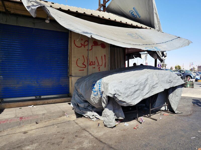 Pictured: A second now-closed market stall at the edge of the market belonging to the men who have been charged with the attack on the 16-year-old victim. 
19/10/2020
Photographer: Charlie Faulkner