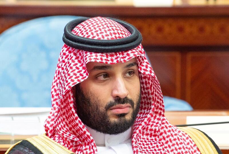 Prince Mohammed bin Salman attends a session of the Shura Council. Saudi Royal Court / Reuters