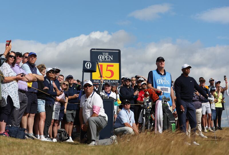 Tiger Woods has a big following during practice. Reuters