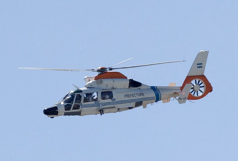 A police helicopter is seen carrying members of the Argentina team after the the victory parade was cancelled   Reuters