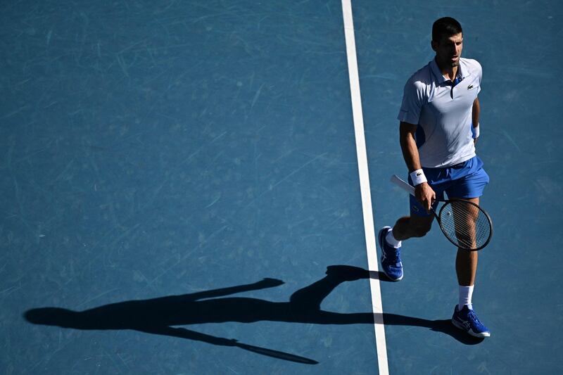 Novak Djokovic during his defeat by Jannik Sinner in Melbourne. AFP