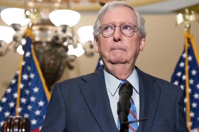 US Senate leader Mitch McConnell was taken to hospital after falling at a hotel in Washington. AFP