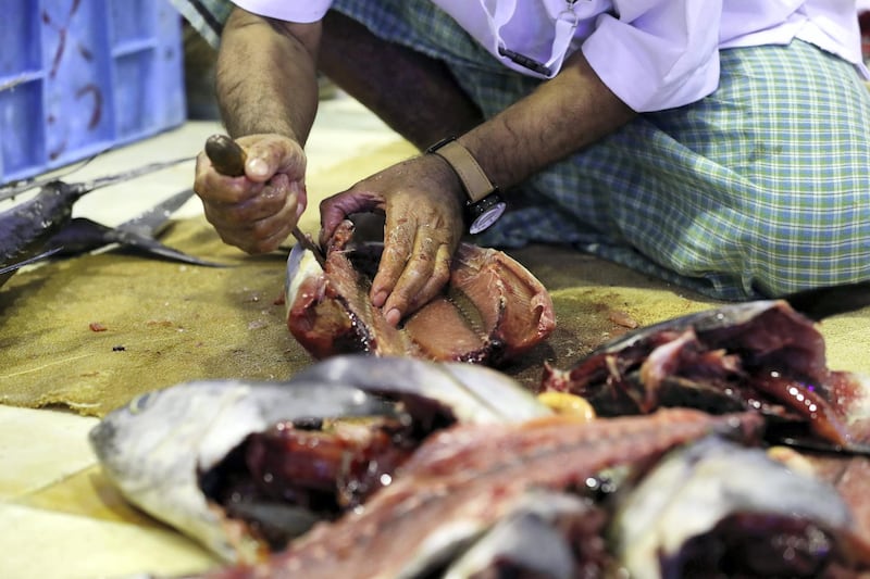 Dibba, United Arab Emirates - June 26, 2019: Al Hosn fish salting festival. Wednesday the 26th of June 2019. Dibba. Chris Whiteoak / The National