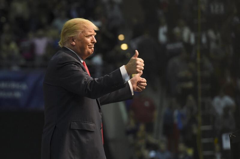 Republican presidential candidate Donald Trump addresses supporters during a campaign rally at the Pensacola Bay Center in Pensacola, Florida. Michael Spooneybarger / Reuters