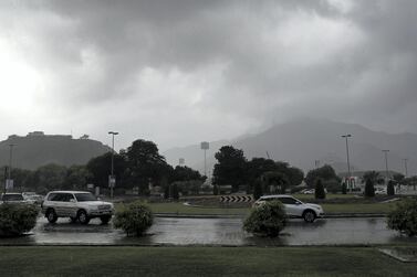 Heavy rain has fallen across Sharjah. Pawan Singh / The National 