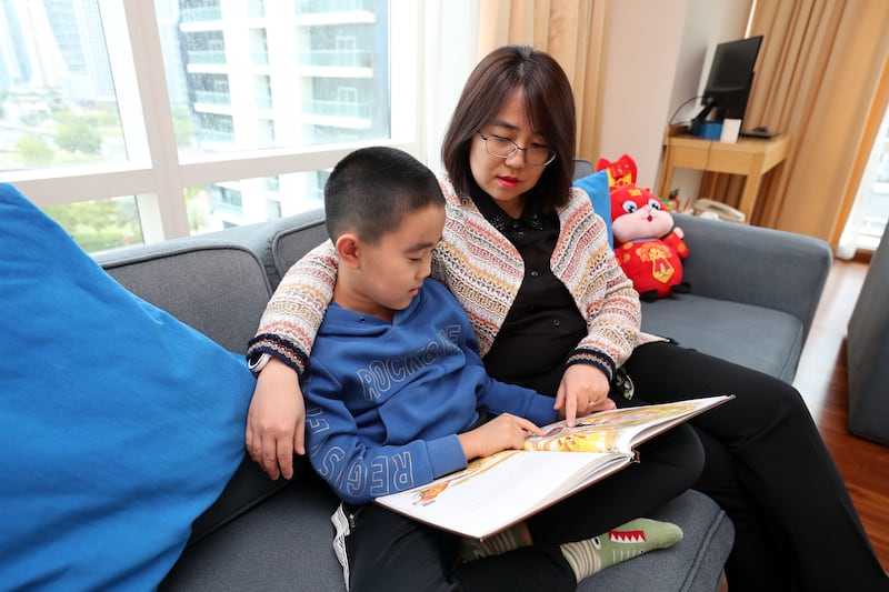 Wu Zixuan looks forward to her son continuing his education in a Dubai school. Chris Whiteoak / The National