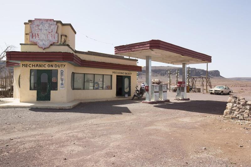 Twenty kilometres out of Ouarzazate, on the road to Agadir, this prop gas station was used in The Hills Have Eyes, a 2006 American horror movie set in the New Mexico desert. On the cover: Atlas Film Studios. The temple in the background has appeared in several movies set in ancient Egypt, including Asterix & Obelix: Mission Cleopatra. Photos by Matilde Gattoni for The National
