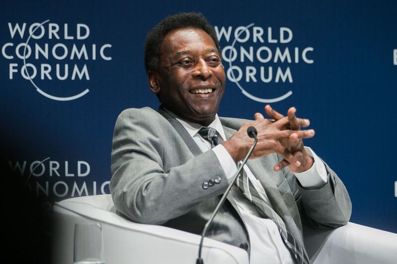 Pele smiles during the opening of the World Economic Forum on Latin America 2018 in Sao Paulo, Brazil. AFP