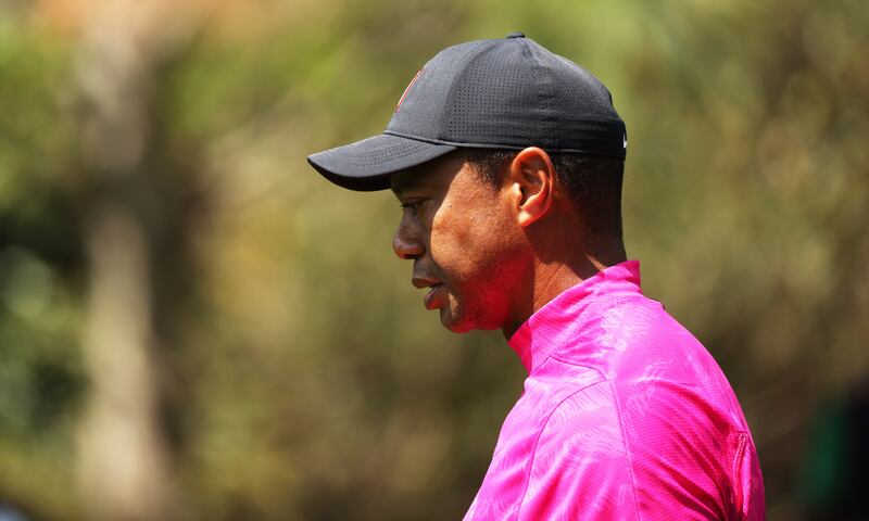 Tiger Woods down the fairway on the fifth hole. EPA