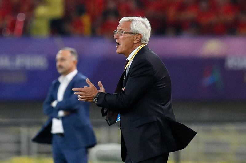 Football Soccer - China v Uzbekistan - World Cup 2018 Qualifiers - Wuhan Sports Center Stadium, Wuhan, Hubei province, China - August 31, 2017. Marcello Lippi, head coach of China, reacts. REUTERS/Stringer ATTENTION EDITORS - THIS PICTURE WAS PROVIDED BY A THIRD PARTY. CHINA OUT. NO COMMERCIAL OR EDITORIAL SALES IN CHINA.