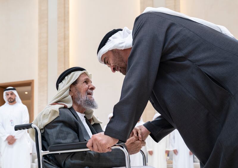President Sheikh Mohamed receives a mourner on the passing of the late Sheikh Tahnoon bin Mohammed, Ruler's Representative of Al Ain Region.