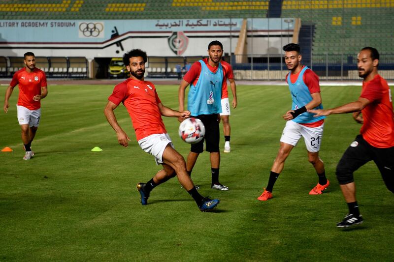 Salah takes part in a training session. AFP