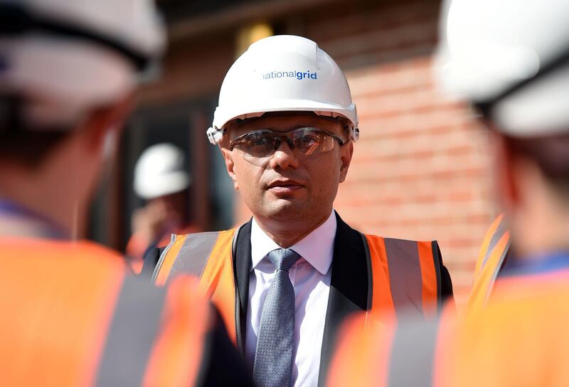 Chancellor Sajid Javid vistis the National Grid Training Centre near Newark, Britain August 9, 2019. Joe Giddens/Pool via REUTERS