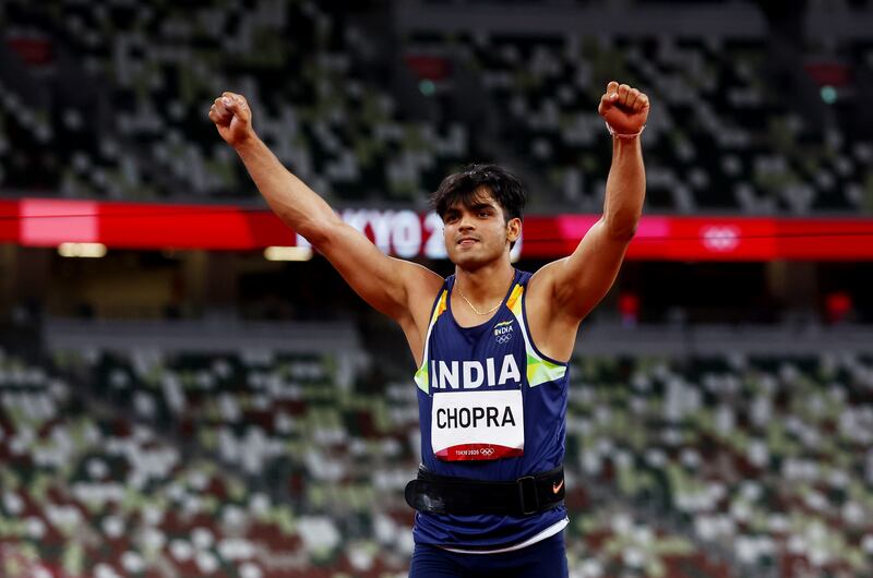 India's Neeraj Chopra won gold in javelin throw at the Tokyo Olympics on Saturday, August 7, 2021. Reuters