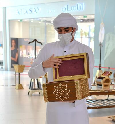 Bakhoor burners and treasure boxes are just some of the hand-crafted items on sale. Courtesy: RAK Police