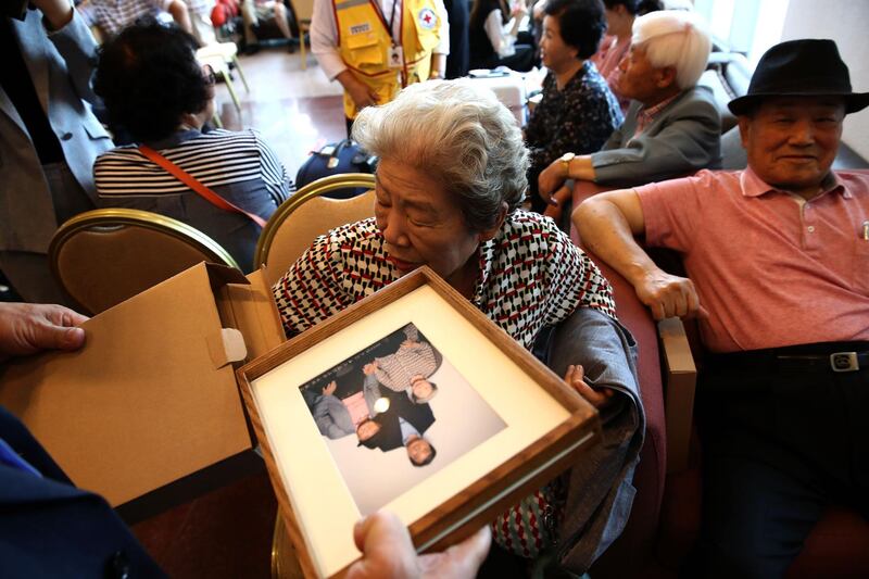 South Koreans chosen to attend a family reunion event in North Korea register after arriving at a hotel used as a gathering point, in Sokcho, near the Demilitarized Zone (DMZ), Sokcho, South Korea. Getty