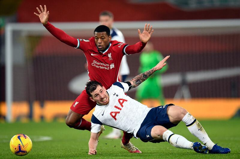 Georginio Wijnaldum - 7: The Dutchman was roughly treated by Tottenham early on but the fouls did not slow him down. A huge influence, driving the team forward and tracking back to stop danger. PA