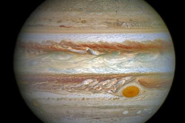 This image of Jupiter was taken by the Outer Planet Atmospheres Legacy programme, a long-term project that uses Hubble telescope to capture global maps of the outer planets every year. The Great Red Spot appears in the lower right. Opal