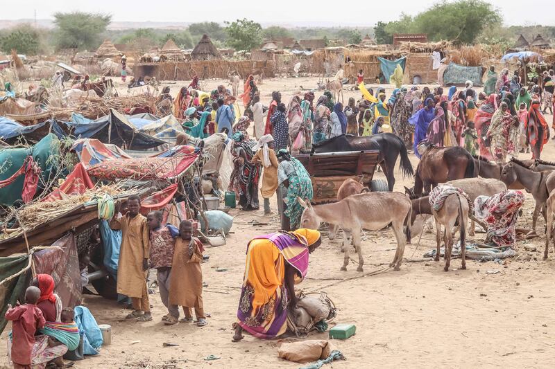 Sudanese refugees from the Tandelti area who crossed into Chad gather at a camp in Koufroun, near Echbara. AFP