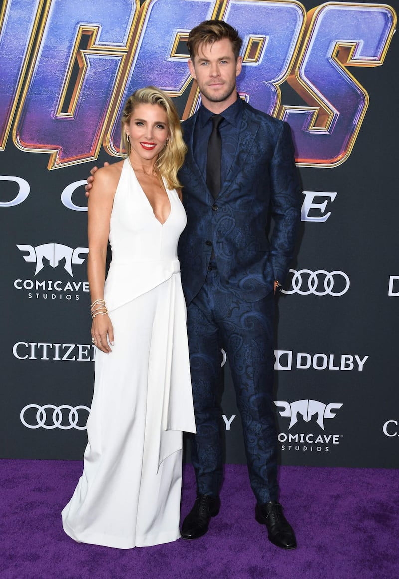 Chris Hemsworth and wife Elsa Pataky at the world premiere of 'Avengers: Endgame' at the Los Angeles Convention Center on April 22, 2019. AFP