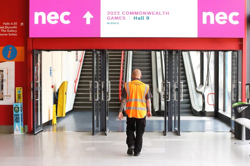 A security staff member walks through the NEC as the arenas are prepared. Getty Images