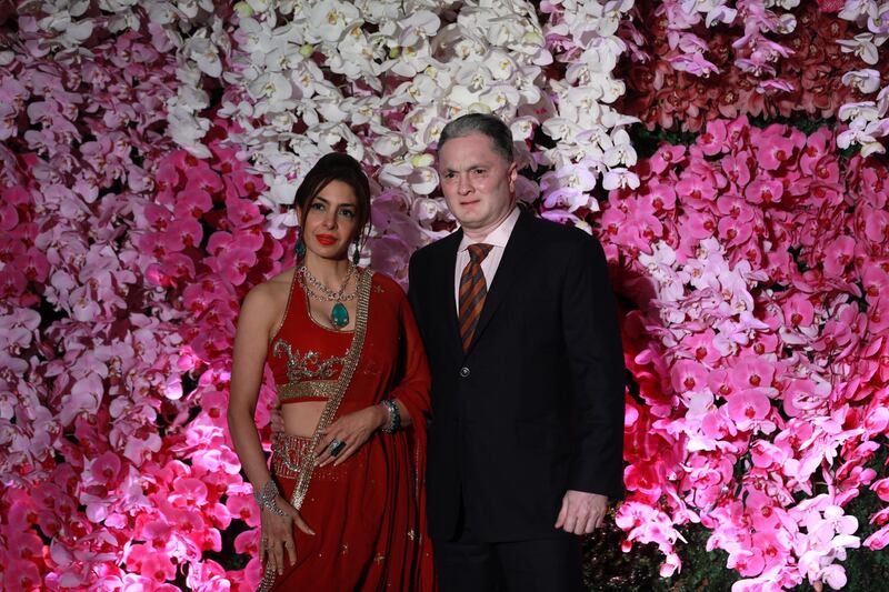 Gautam Singhania (R), chairman and managing director of Raymond Group and his wife Nawaz Modi Singhania. Photo: EPA