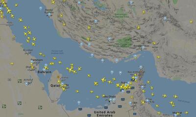 Commercial airlines are avoiding flying over Iranian-controlled waters in the Strait of Hormuz and the Gulf of Oman. Flightradar24.com