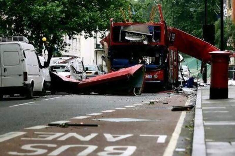 Tavistock Square the day after the 7/7 London bombings. PA