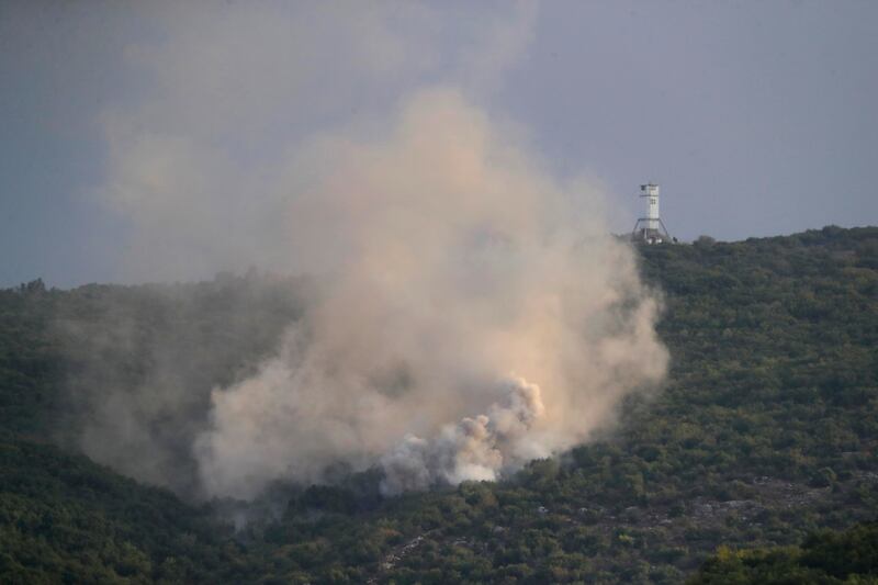 Smoke rises in Aita Al Shaab, South Lebanon. AP Photo
