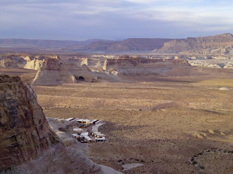 Aerial view of the valley from Mesa at Amangiri.