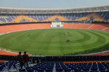 A general view of the Sardar Patel Stadium, the world's biggest cricket stadium, is pictured ahead of the last two Test matches between India and England, in Motera on the outskirts of Ahmedabad on February 17, 2021. - ----IMAGE RESTRICTED TO EDITORIAL USE - STRICTLY NO COMMERCIAL USE----- / AFP / SAM PANTHAKY / ----IMAGE RESTRICTED TO EDITORIAL USE - STRICTLY NO COMMERCIAL USE-----