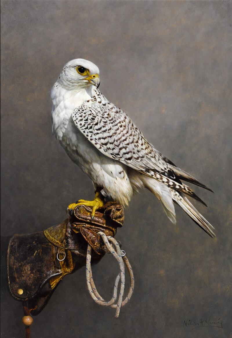 A falcon painting by realist fine artist Nicholas Manning will be part of the art portion of the Sotheby's exhibit at the book fair. 