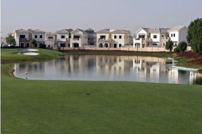 The fourteenth hole of the Earth Course at the Jumeirah Golf Estates in Dubai. Amy Leang/The National