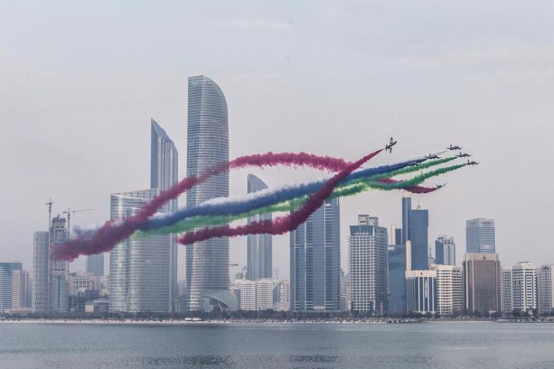 Thousands of visitors to Abu Dhabi’s Corniche witnessed a spectacular demonstration of the country’s military capabilities on Thursday. Philip Cheung / Crown Prince Court Abu Dhabi